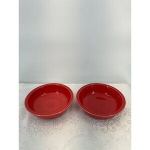 Fiesta Red Ceramic Bowls 6.5" Diameter Set Of 2